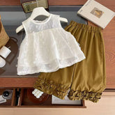 White top and bronze bottom 2PC suit